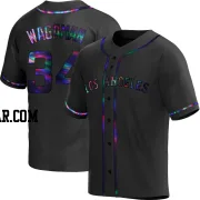 Eric Wagaman Men's Los Angeles Angels Black Holographic Replica Alternate Jersey