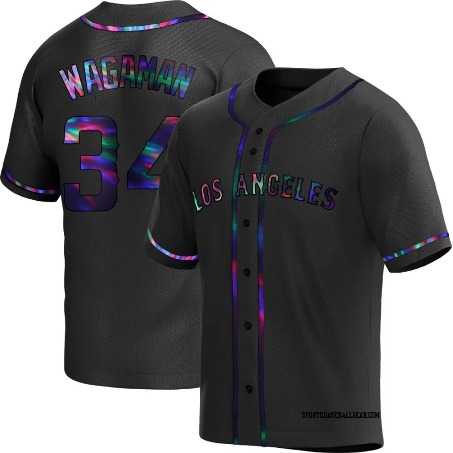 Eric Wagaman Men's Los Angeles Angels Black Holographic Replica Alternate Jersey