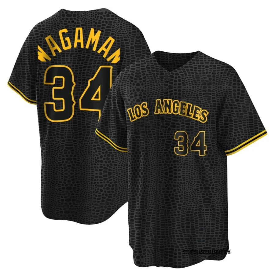 Eric Wagaman Men's Los Angeles Angels Black Replica Snake Skin City Jersey