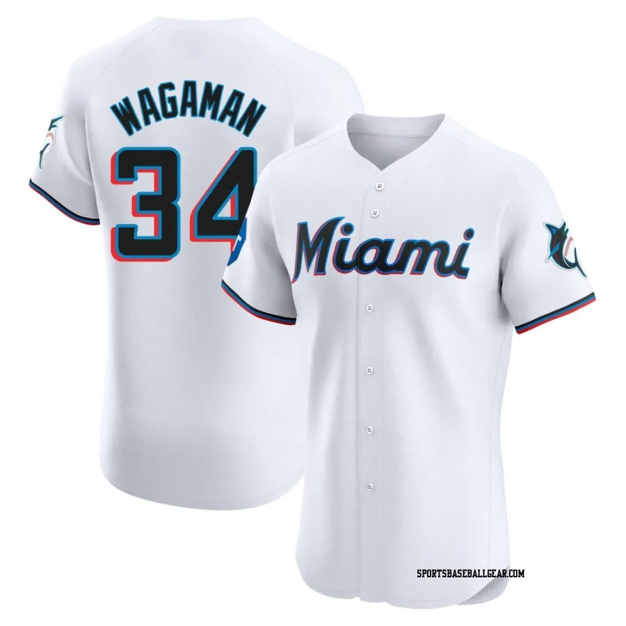 Eric Wagaman Men's Miami Marlins White Elite Home Patch Jersey