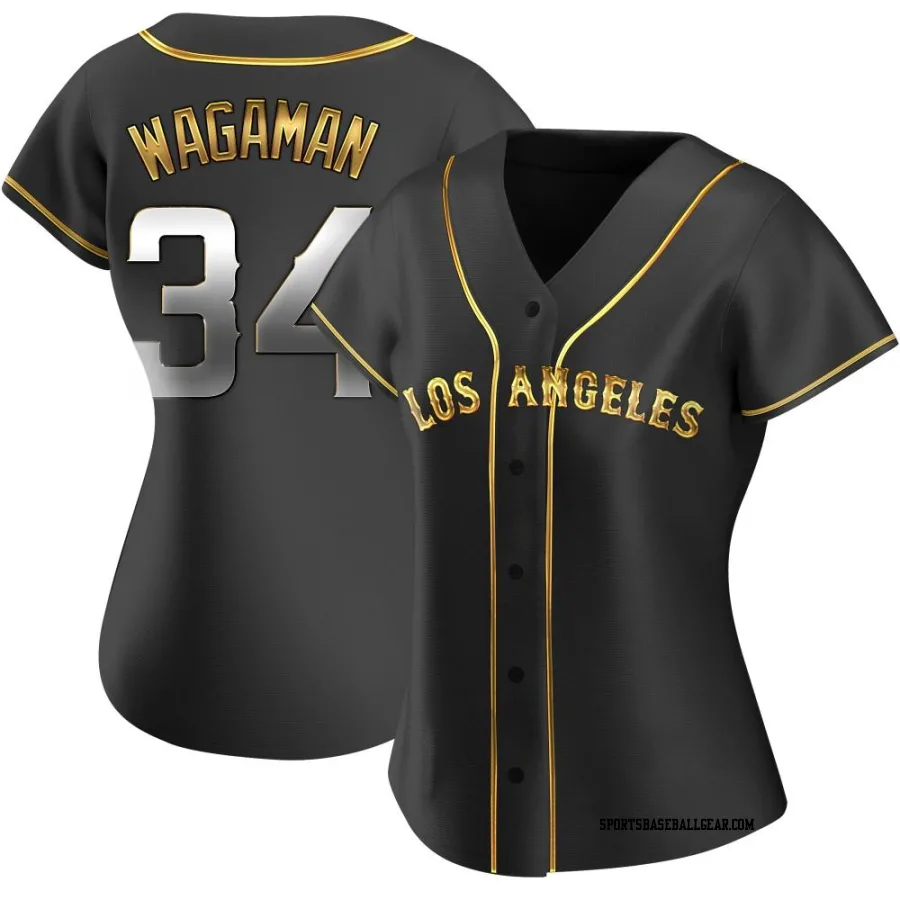 Eric Wagaman Women's Los Angeles Angels Black Golden Replica Alternate Jersey