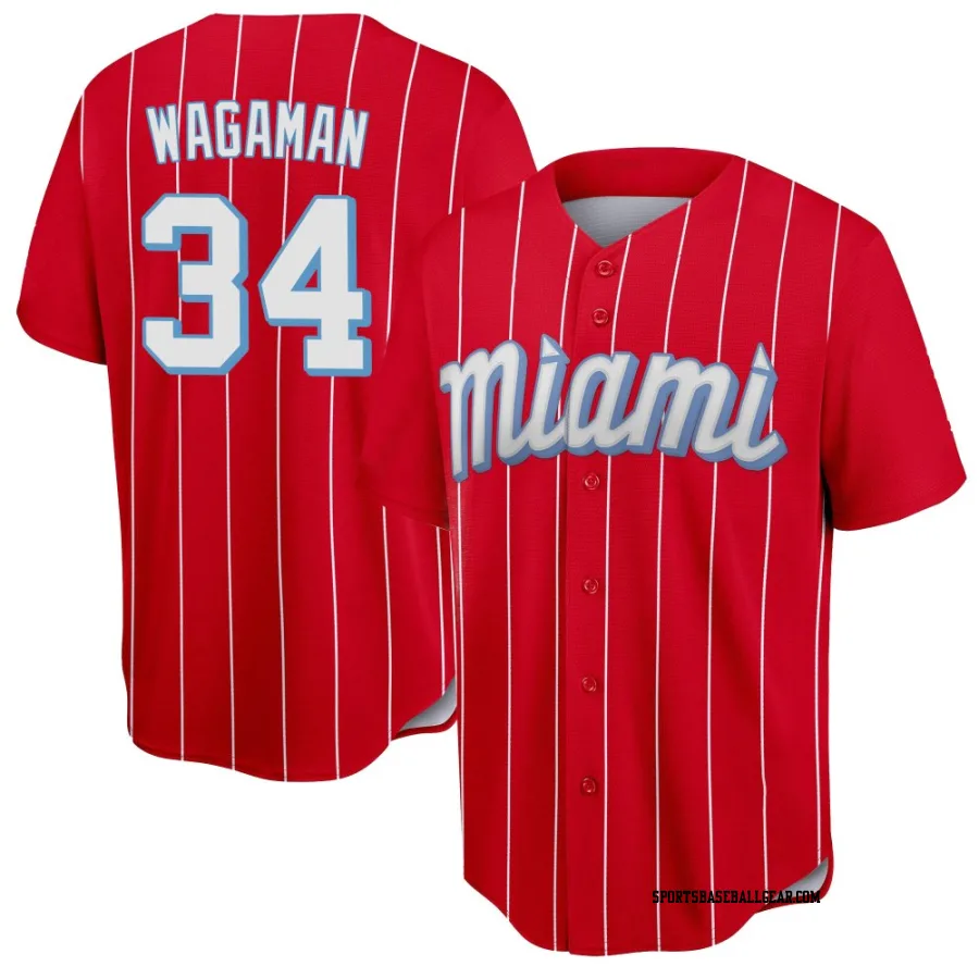 Eric Wagaman Youth Miami Marlins Red Replica 2021 City Connect Jersey