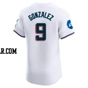 Erik Gonzalez Men's Miami Marlins White Elite Home Patch Jersey