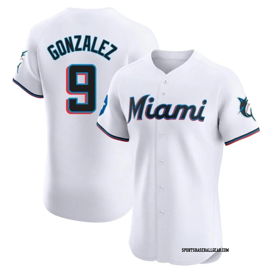 Erik Gonzalez Men's Miami Marlins White Elite Home Patch Jersey