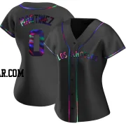 Erik Martinez Women's Los Angeles Angels Black Holographic Replica Alternate Jersey