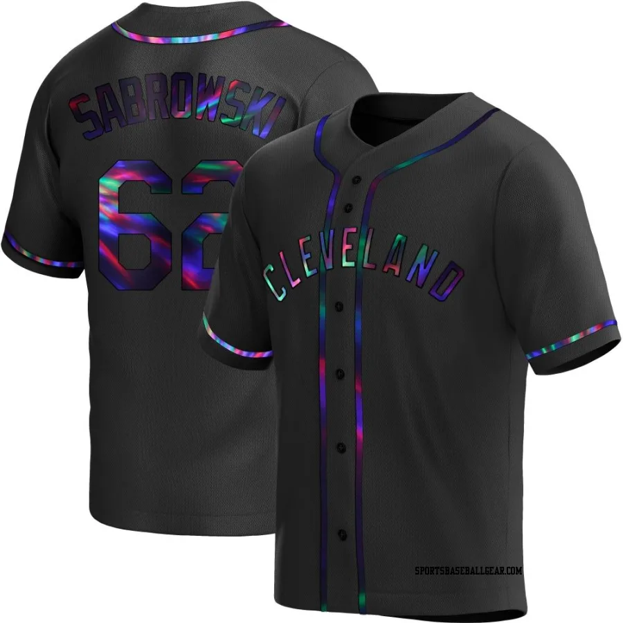 Erik Sabrowski Men's Cleveland Guardians Black Holographic Replica Alternate Jersey