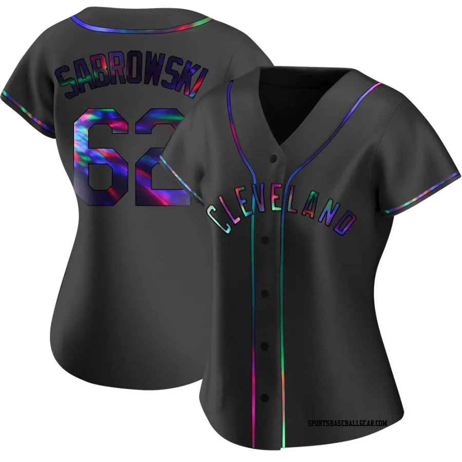 Erik Sabrowski Women's Cleveland Guardians Black Holographic Replica Alternate Jersey