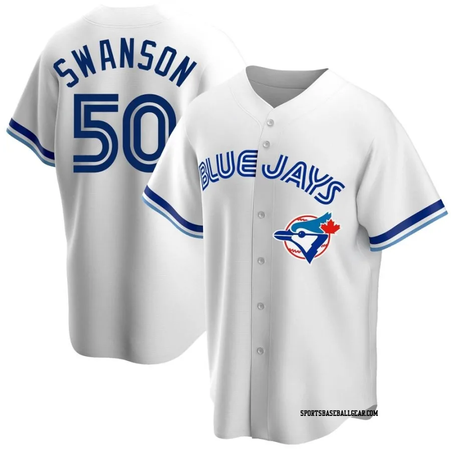 Erik Swanson Youth Toronto Blue Jays White Replica Home Cooperstown Collection Jersey