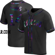 Ernie Banks Men's Chicago Cubs Black Holographic Replica Alternate Jersey