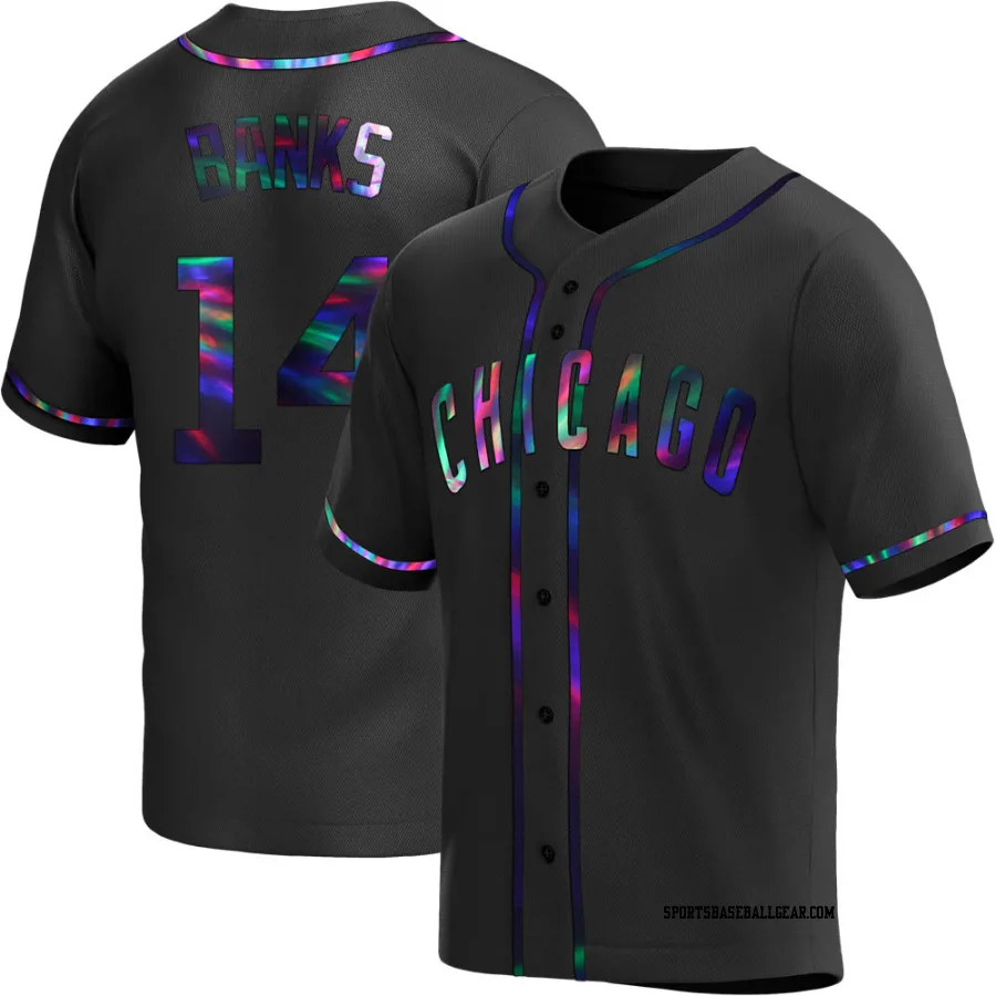 Ernie Banks Men's Chicago Cubs Black Holographic Replica Alternate Jersey