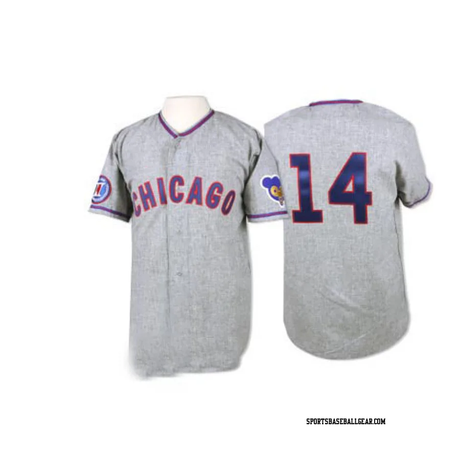 Ernie Banks Men's Chicago Cubs Grey Replica 1968 Throwback Jersey