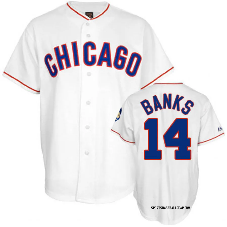 Ernie Banks Men's Chicago Cubs White Authentic 1968 Throwback Jersey