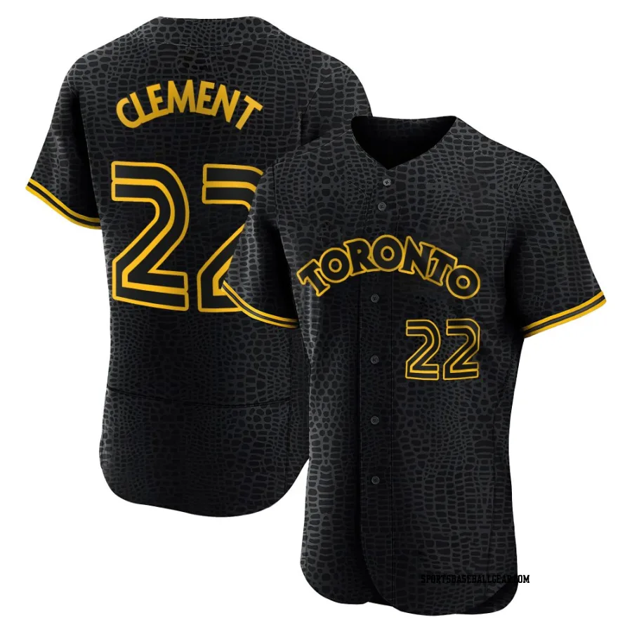 Ernie Clement Men's Toronto Blue Jays Black Authentic Snake Skin City Jersey