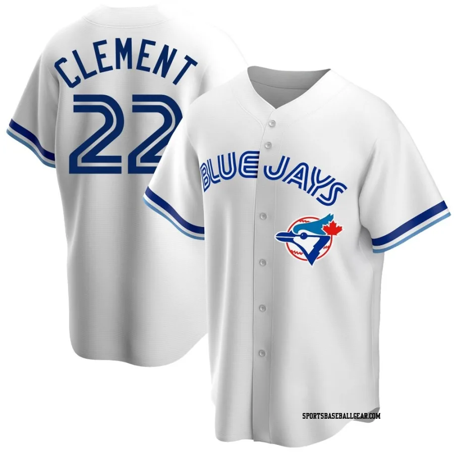 Ernie Clement Men's Toronto Blue Jays White Replica Home Cooperstown Collection Jersey