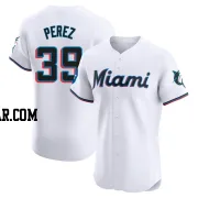 Eury Perez Men's Miami Marlins White Elite Home Patch Jersey