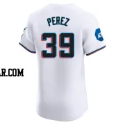 Eury Perez Men's Miami Marlins White Elite Home Patch Jersey