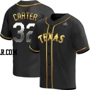 Evan Carter Men's Texas Rangers Black Golden Replica Alternate 2023 World Series Jersey