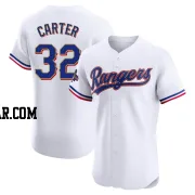 Evan Carter Men's Texas Rangers Gold Elite White 2024 Collection Jersey