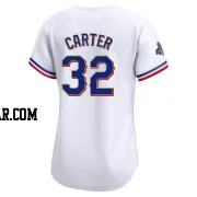 Evan Carter Women's Texas Rangers Gold Limited White 2024 Collection Jersey