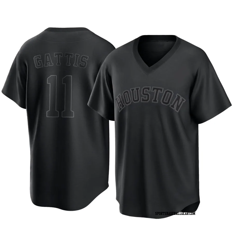 Evan Gattis Men's Houston Astros Black Replica Pitch Fashion Jersey