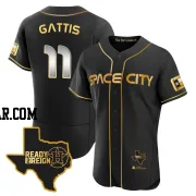 Evan Gattis Men's Houston Astros Black/Gold Authentic 2023 Space City Ready 2 Reign Flex Base Jersey