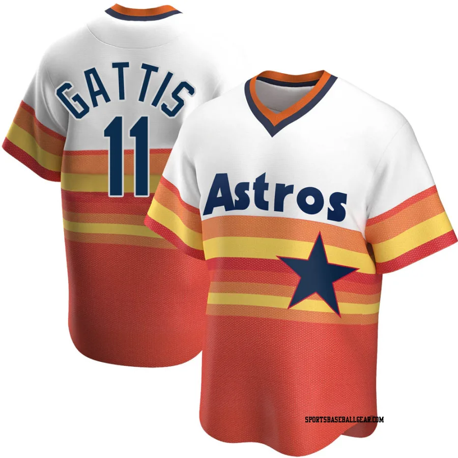 Evan Gattis Men's Houston Astros White Replica Home Cooperstown Collection Jersey