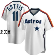 Evan Gattis Men's Houston Astros White Replica Home Cooperstown Collection Team Jersey