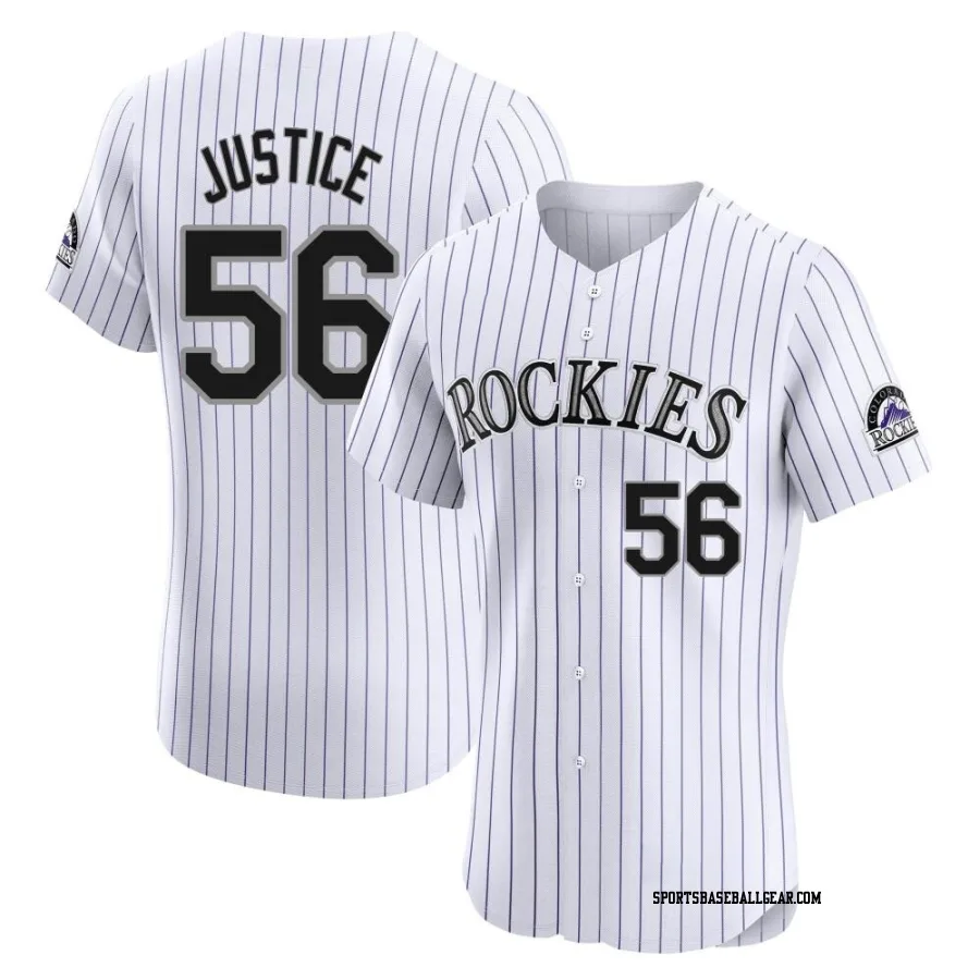 Evan Justice Men's Colorado Rockies White Elite Home Jersey