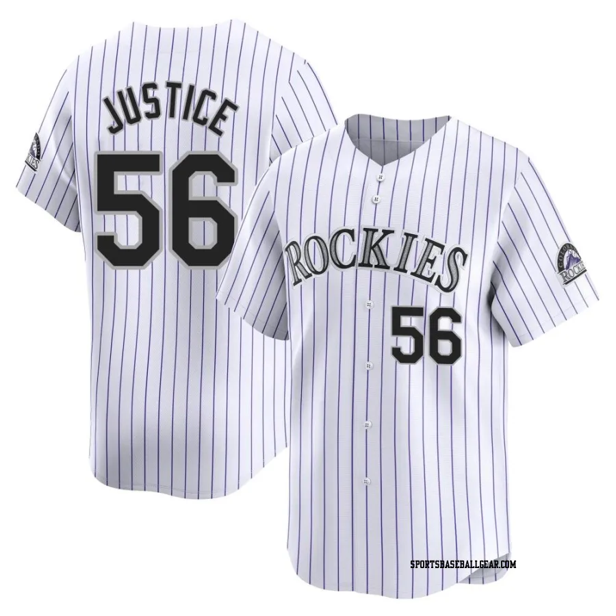 Evan Justice Men's Colorado Rockies White Limited Home Jersey