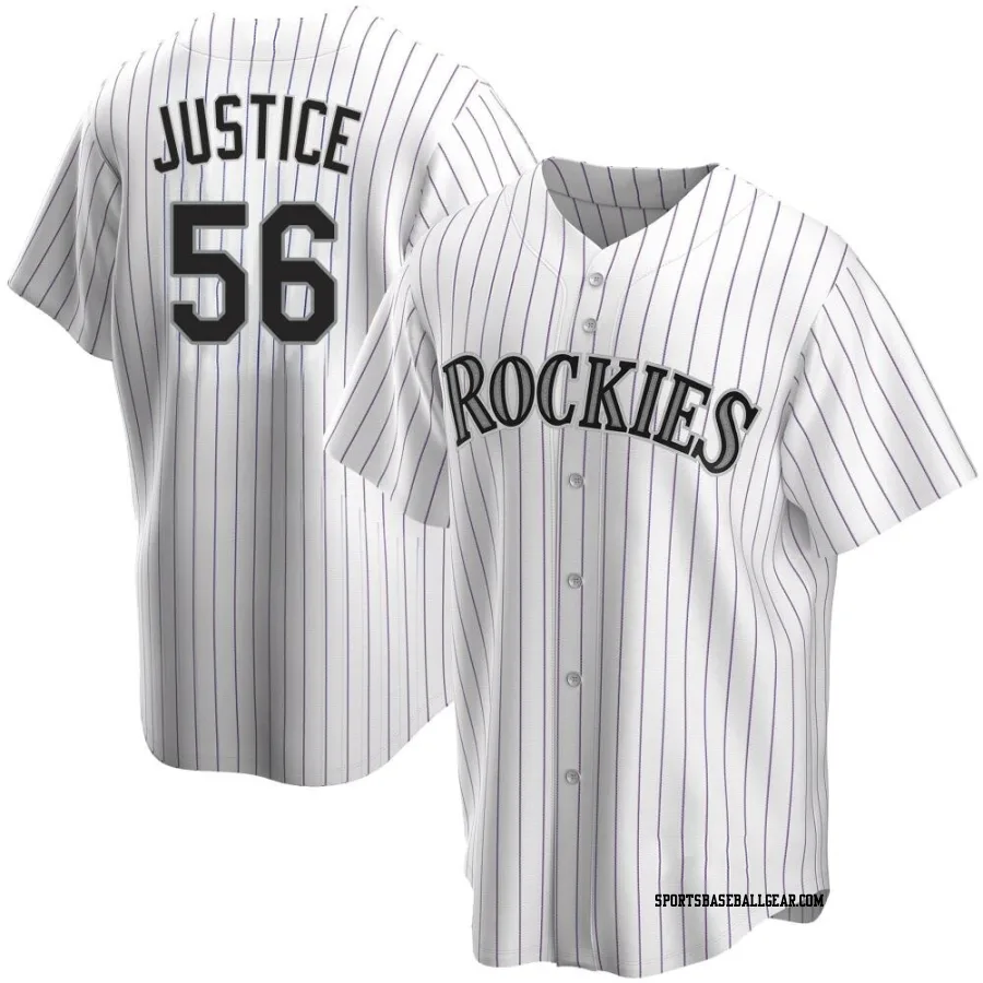 Evan Justice Men's Colorado Rockies White Replica Home Jersey