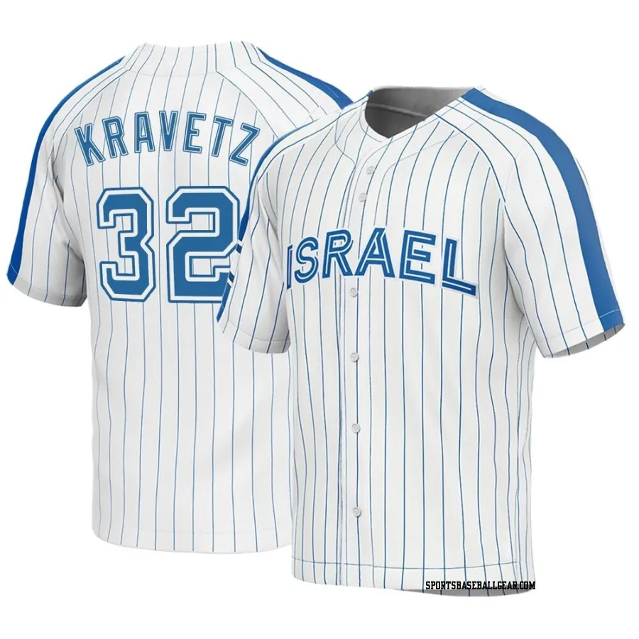 Evan Kravetz Youth Israel Baseball White Replica 2023 World Baseball Classic Jersey