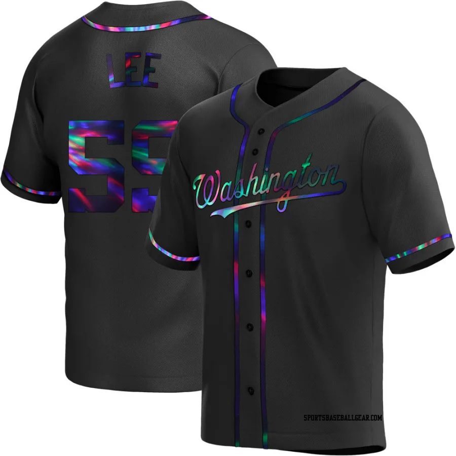 Evan Lee Men's Washington Nationals Black Holographic Replica Alternate Jersey