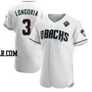 Evan Longoria Men's Arizona Diamondbacks White Authentic Teal Alternate 2023 World Series Jersey