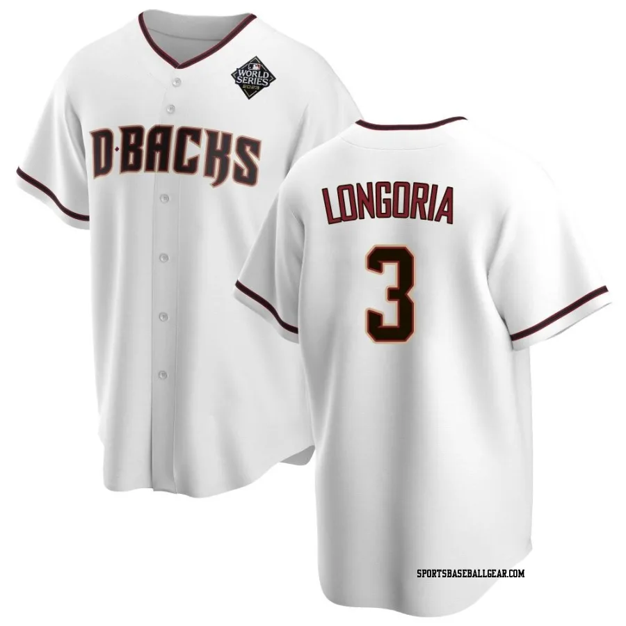 Evan Longoria Men's Arizona Diamondbacks White Replica Home 2023 World Series Jersey