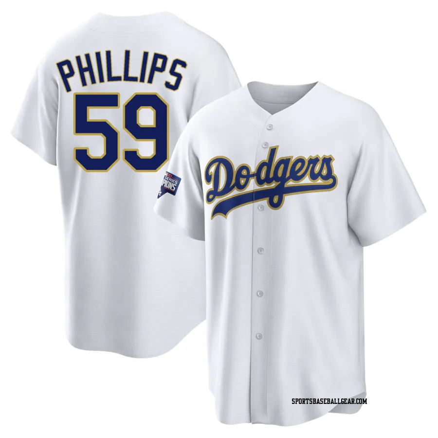 Evan Phillips Men's Los Angeles Dodgers White/Gold Replica 2021 Gold Program Player Jersey