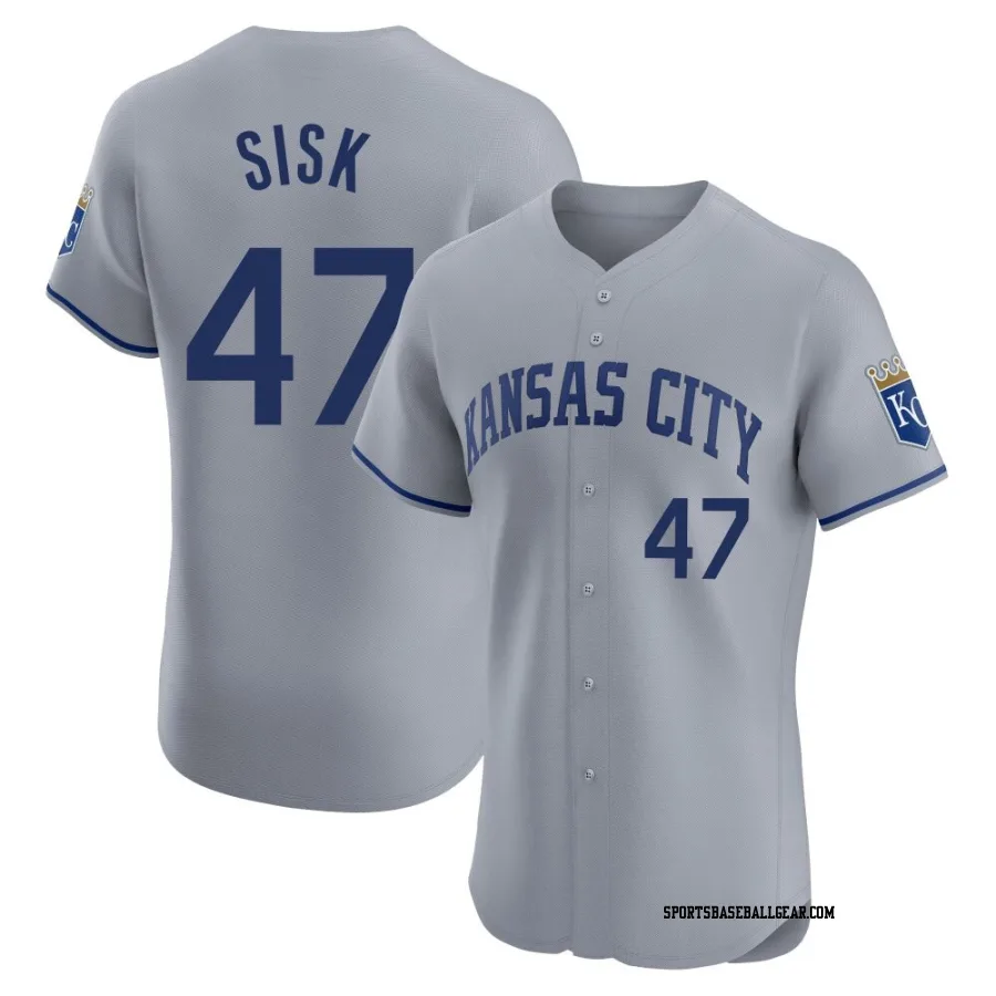 Evan Sisk Men's Kansas City Royals Gray Elite Road Jersey