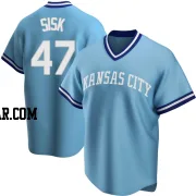 Evan Sisk Men's Kansas City Royals Light Blue Replica Road Cooperstown Collection Jersey