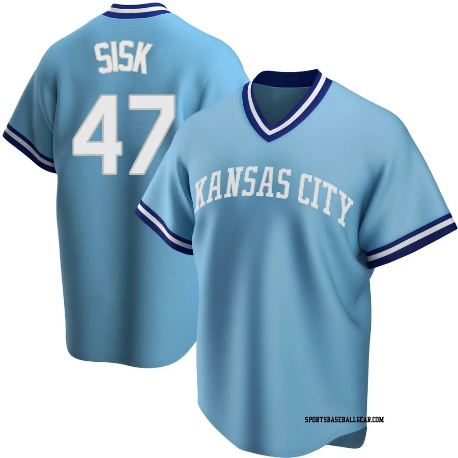 Evan Sisk Men's Kansas City Royals Light Blue Replica Road Cooperstown Collection Jersey