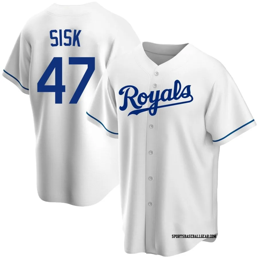 Evan Sisk Men's Kansas City Royals White Replica Home Jersey