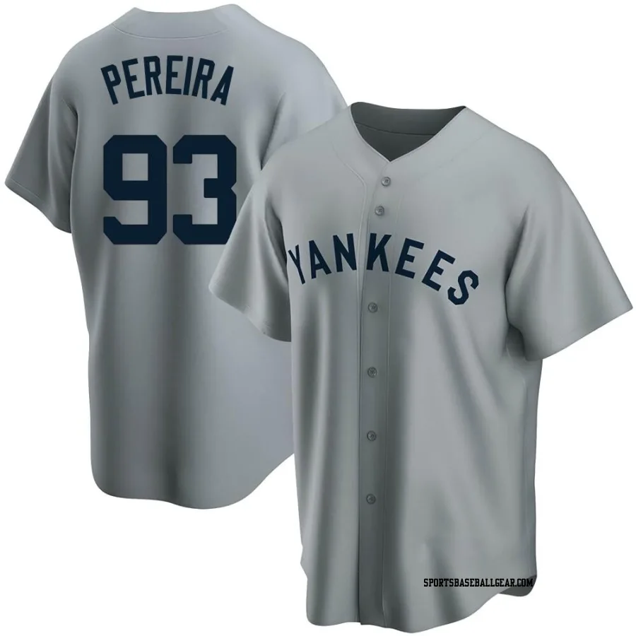 Everson Pereira Men's New York Yankees Gray Replica Road Cooperstown Collection Jersey