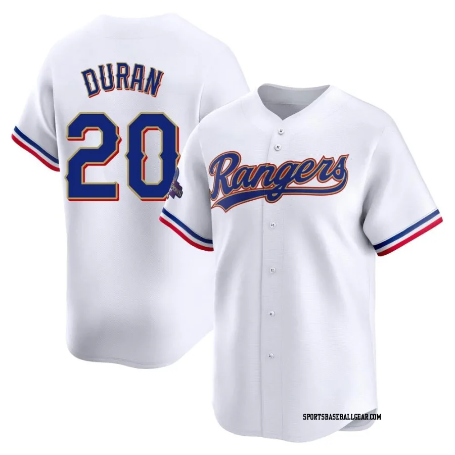 Ezequiel Duran Men's Texas Rangers Gold Limited White 2024 Collection Jersey