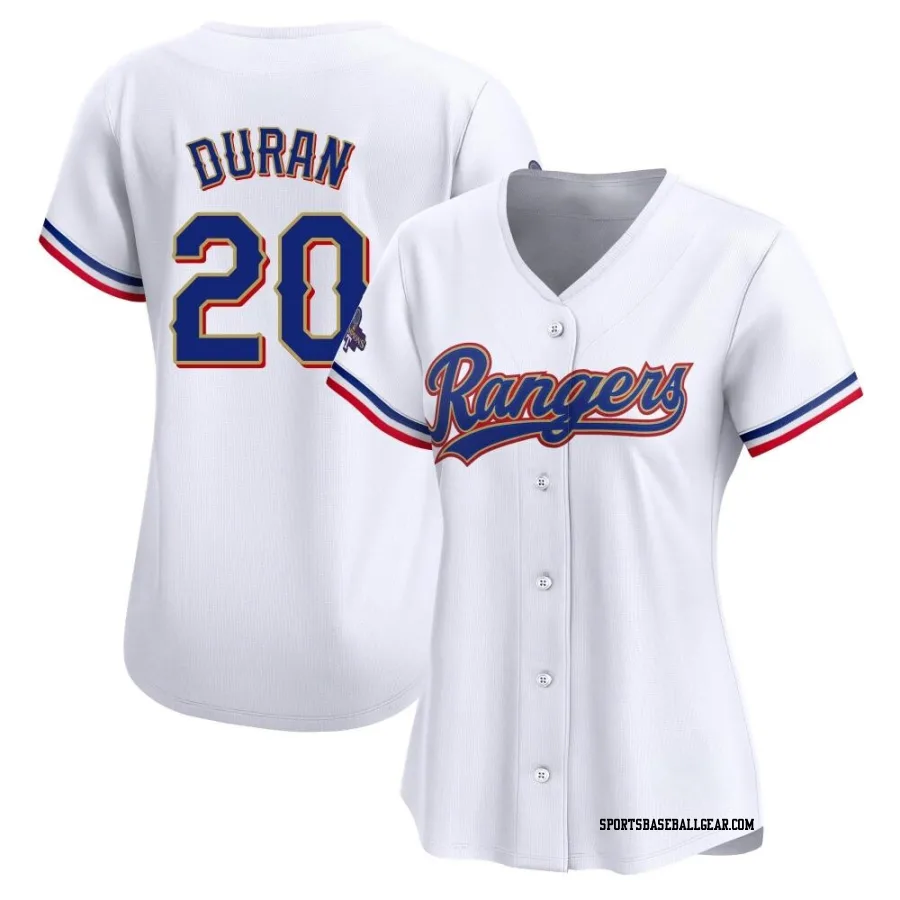 Ezequiel Duran Women's Texas Rangers Gold Limited White 2024 Collection Jersey