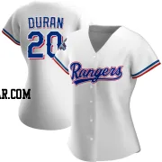 Ezequiel Duran Women's Texas Rangers White Authentic Home 2023 World Series Champions Jersey