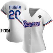 Ezequiel Duran Women's Texas Rangers White Authentic Home 2023 World Series Jersey