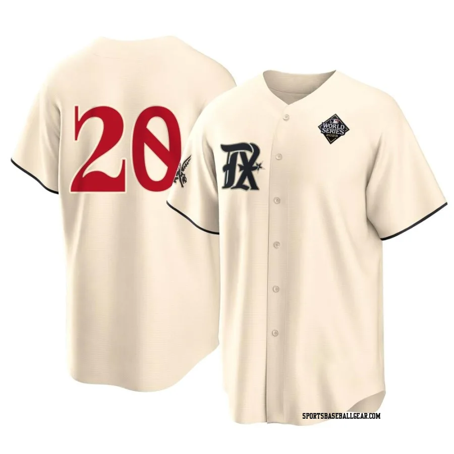 Ezequiel Duran Youth Texas Rangers Cream Replica 2023 City Connect 2023 World Series Jersey