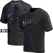 Felix Hernandez Men's Seattle Mariners Black Holographic Replica Alternate Jersey