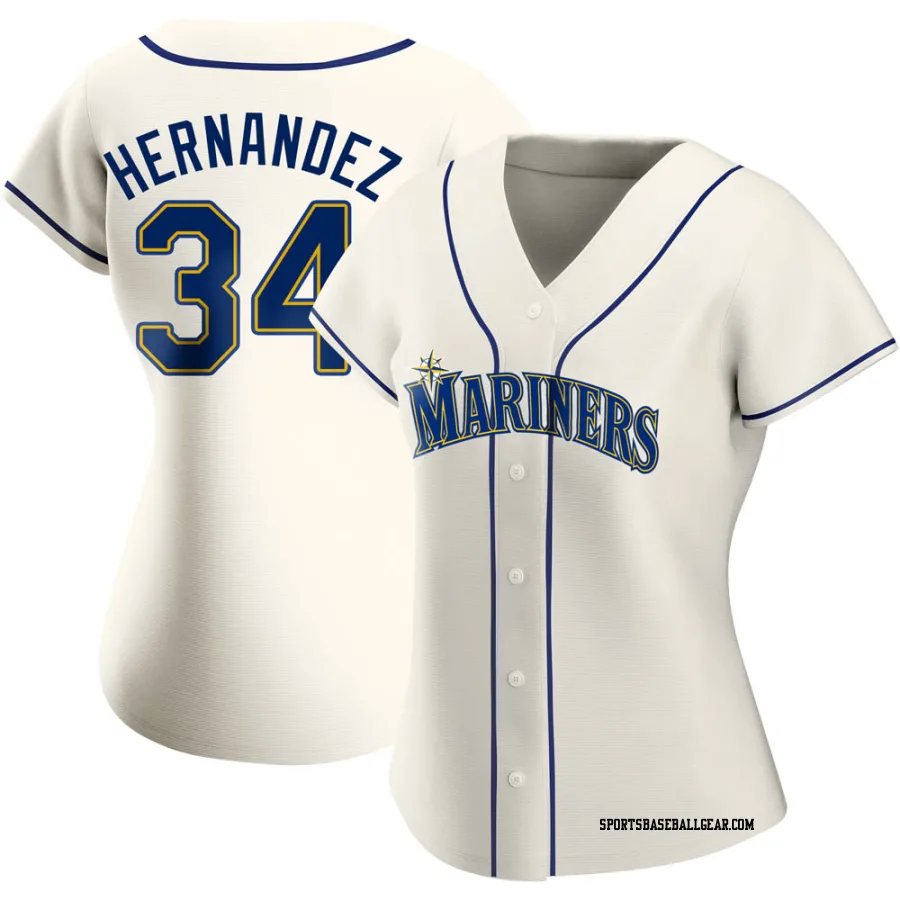 Felix Hernandez Women's Seattle Mariners Cream Replica Alternate Jersey