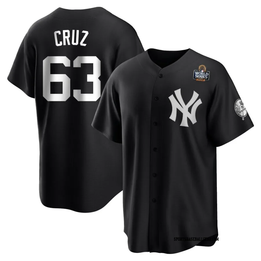 Fernando Cruz Men's New York Yankees Black/White Replica 2024 World Series Jersey