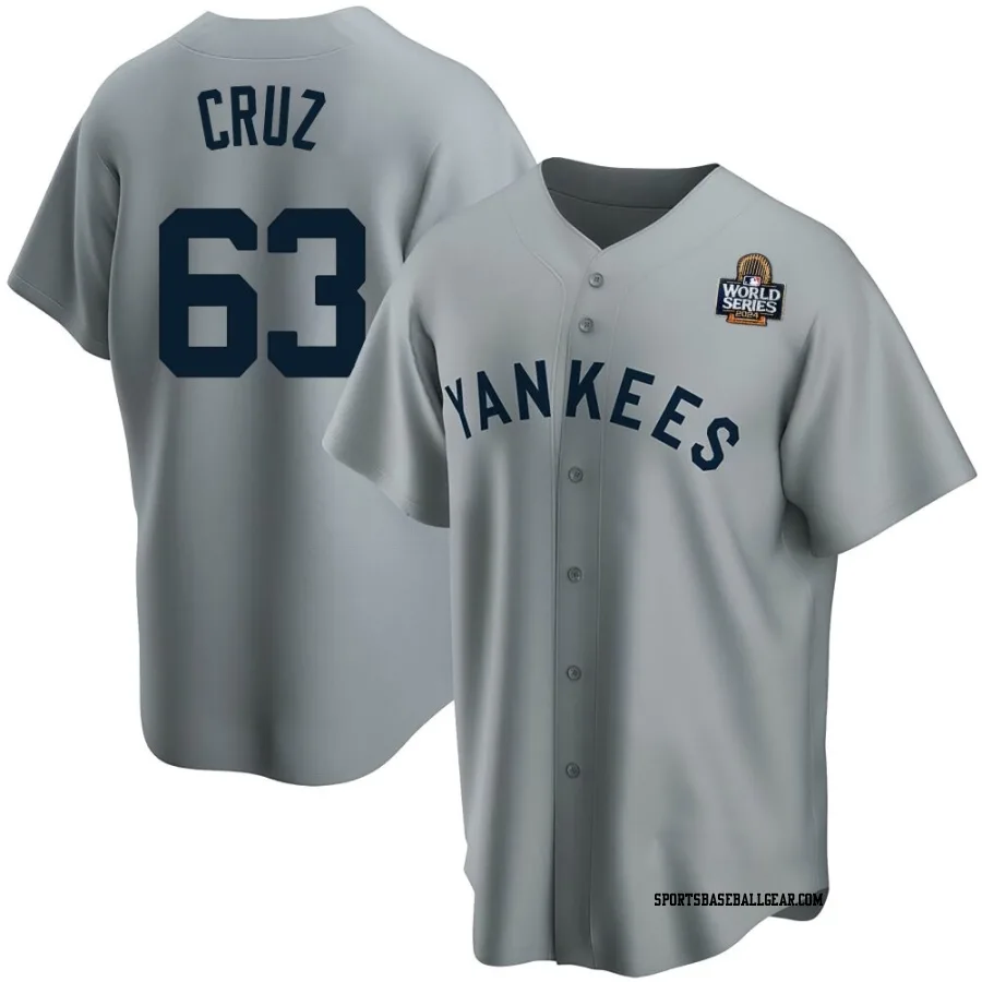 Fernando Cruz Youth New York Yankees Gray Replica Road Cooperstown Collection 2024 World Series Jersey