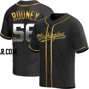 Fernando Rodney Men's Washington Nationals Black Golden Replica Alternate Jersey